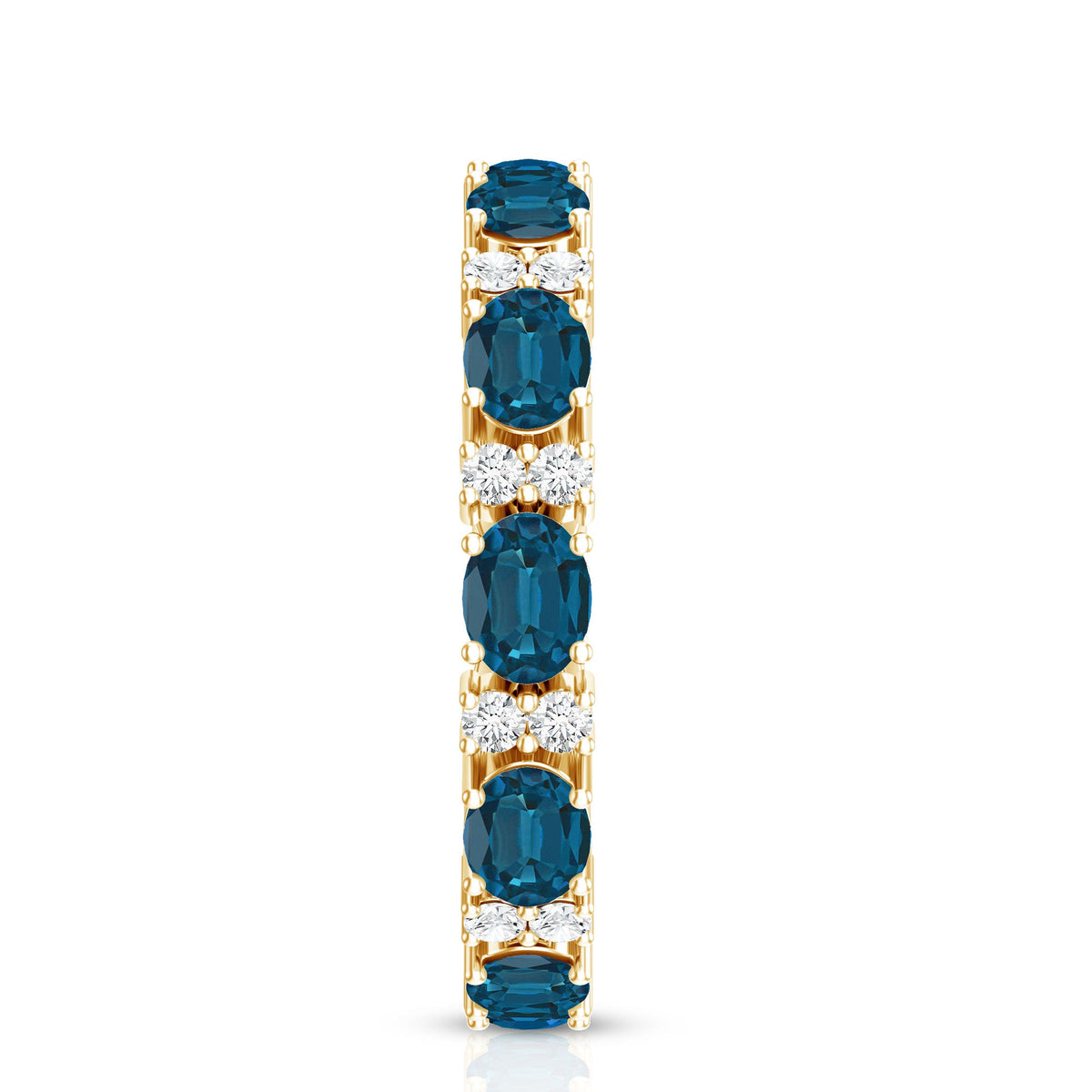 Oval Cut London Blue Topaz Full Eternity Band with Diamond