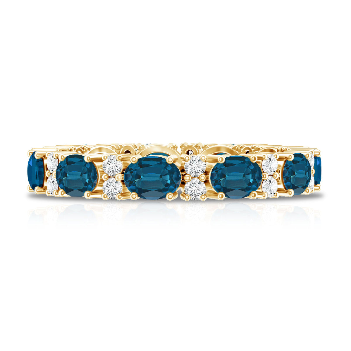Oval Cut London Blue Topaz Full Eternity Band with Diamond