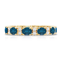 Oval Cut London Blue Topaz Full Eternity Band with Diamond