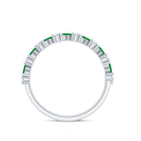 Natural Emerald Diamond Half Eternity Band Ring for Anniversary