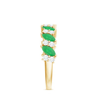 Natural Emerald Diamond Half Eternity Band Ring for Anniversary