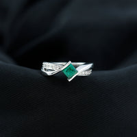 Certified Princess Cut Lab Grown Emerald Diamond Infinity Promise Ring
