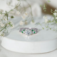 Lab Grown Diamond Engagement Ring With Emerald