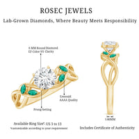 Lab Grown Diamond Engagement Ring With Emerald