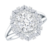 Certified Oval Cut Lab Diamond Statement Engagement Ring