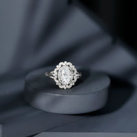Certified Oval Cut Lab Diamond Statement Engagement Ring