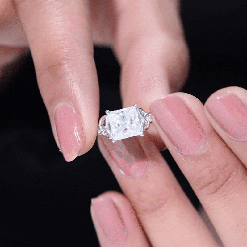 Yellow gold 3-carat princess cut moissanite solitaire engagement Celtic ring by Rosec Jewels with intricate Celtic design.