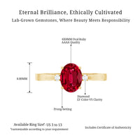 Classic Lab Grown Ruby Oval Engagement Ring With Diamond