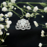 Certified Moissanite Designer Crown Engagement Ring