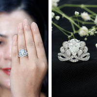 Certified Moissanite Designer Crown Engagement Ring