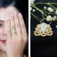 Certified Moissanite Designer Crown Engagement Ring
