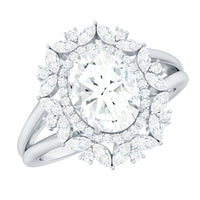 Oval Cut 2 Carat Moissanite Double Halo Engagement Ring