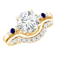 Certified 8MM Moissanite Engagement Ring With Wedding Band