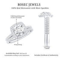 Round Certified Moissanite Wedding Ring Set with Halo