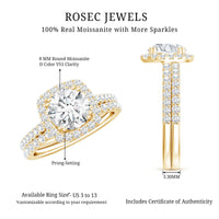 Round Certified Moissanite Wedding Ring Set with Halo