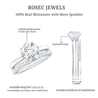 Round Shape Moissanite Solitaire Wedding Ring Set