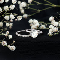 Round Shape Moissanite Solitaire Wedding Ring Set