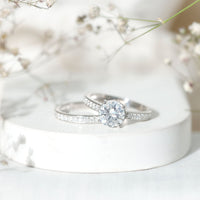 Certified 2 Carat Moissanite Solitaire Wedding Ring Set by Rosec Jewels featuring a sparkling solitaire design in a luxurious ring set