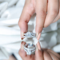 Certified 2 Carat Moissanite Solitaire Wedding Ring Set by Rosec Jewels, featuring a sparkling solitaire ring with elegant band design.