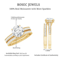Certified 2 Carat Moissanite Solitaire Wedding Ring Set featuring a sparkling ring with a prominent center stone, crafted by Rosec Jewels.