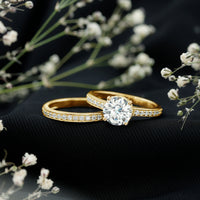 Certified 2 Carat Moissanite Solitaire Wedding Ring Set by Rosec Jewels, featuring a sparkling single moissanite stone on a polished band.