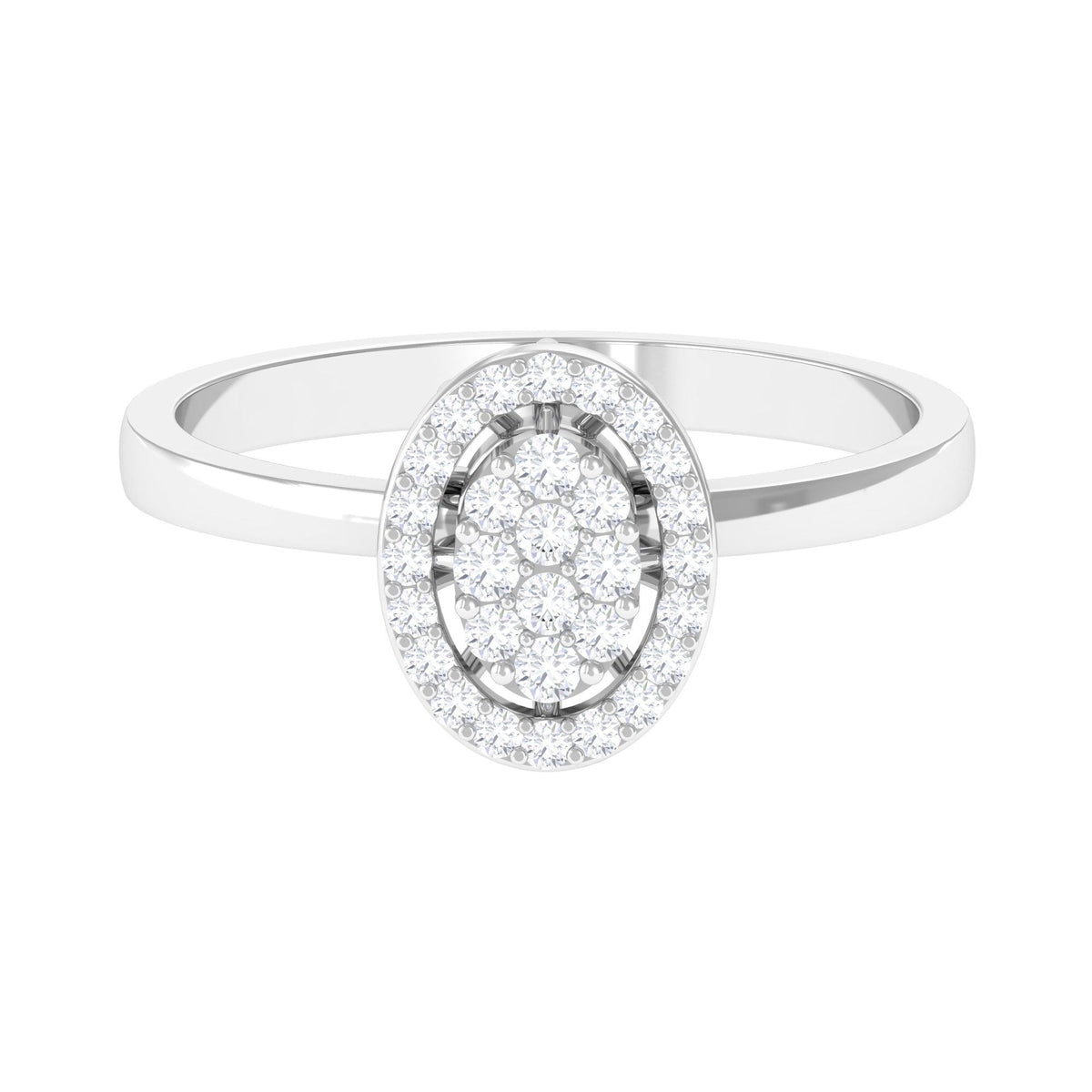 Natural Diamond Cluster Engagement Ring with Halo