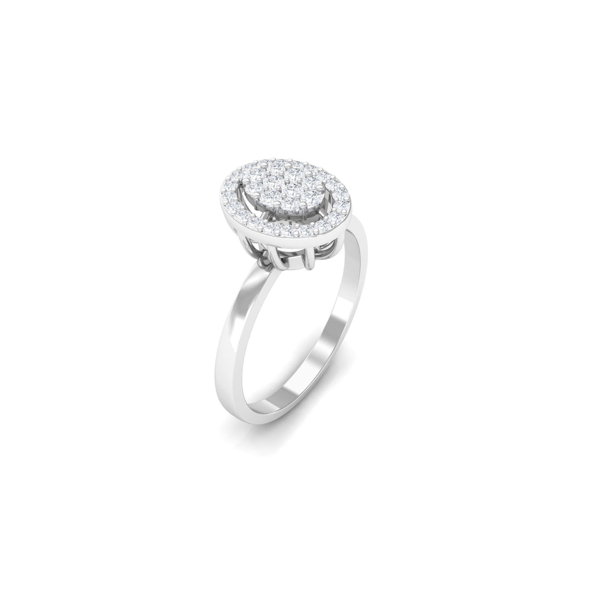 Natural Diamond Cluster Engagement Ring with Halo