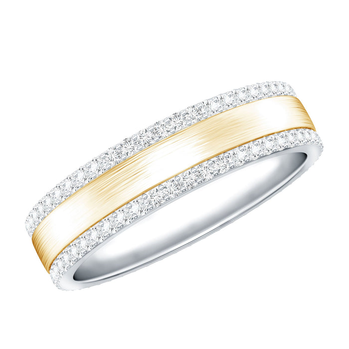 Natural certified diamond wedding band by Rosec Jewels, featuring a sleek design with sparkling diamonds set in a elegant ring.