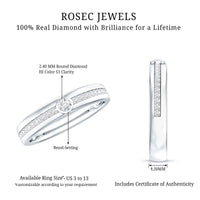Bezel set diamond unisex wedding band by Rosec Jewels, featuring a sleek design with sparkling diamonds on a polished ring.