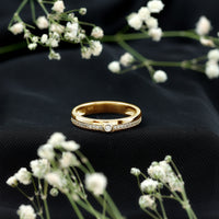 Unisex wedding band by Rosec Jewels featuring a bezel set diamond ring in a sleek, modern design.