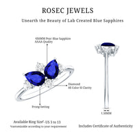 Lab Created Blue Sapphire and Diamond Cluster Ring