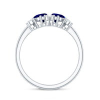 Lab Created Blue Sapphire and Diamond Cluster Ring
