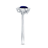 Lab Created Blue Sapphire and Diamond Cluster Ring
