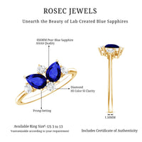 Lab Created Blue Sapphire and Diamond Cluster Ring