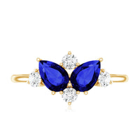 Lab Created Blue Sapphire and Diamond Cluster Ring