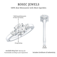 Moissanite Three Stone Round Engagement ring