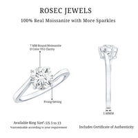 Certified Moissanite Solitaire Engagement Ring with Bypass Shank
