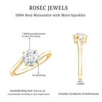 Certified Moissanite Solitaire Engagement Ring with Bypass Shank