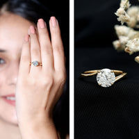Certified Moissanite Solitaire Engagement Ring with Bypass Shank