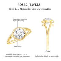 2 CT Round Cut Moissanite Solitaire Engagement Ring with Split Shank