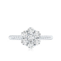 Moissanite Flower Engagement with Twisted Rope Details