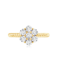 Moissanite Flower Engagement with Twisted Rope Details