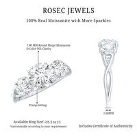 3 Stone Round Moissanite Crossover Engagement Ring
