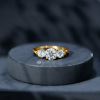 3 Stone Round Moissanite Crossover Engagement Ring