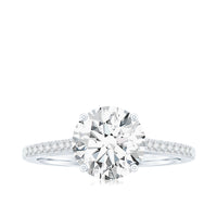 Certified Moissanite Round Cut Solitaire Ring with Side Stones