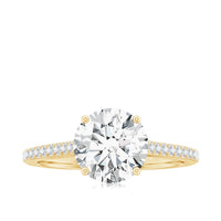Certified Moissanite Round Cut Solitaire Ring with Side Stones