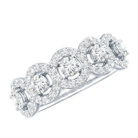 Certified round cut moissanite halo classic band ring by Rosec Jewels, featuring a sparkling moissanite center and elegant design.