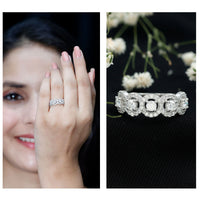 Certified round cut moissanite halo classic band ring with sparkling stones, crafted by Rosec Jewels.