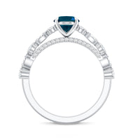 6X8mm Oval Cut London Blue Topaz Vintage Engagement Ring with Real Diamond