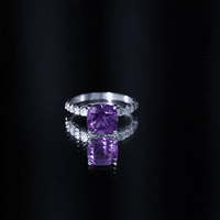 2 Carat Amethyst Cushion Cut Engagement Ring with Diamond